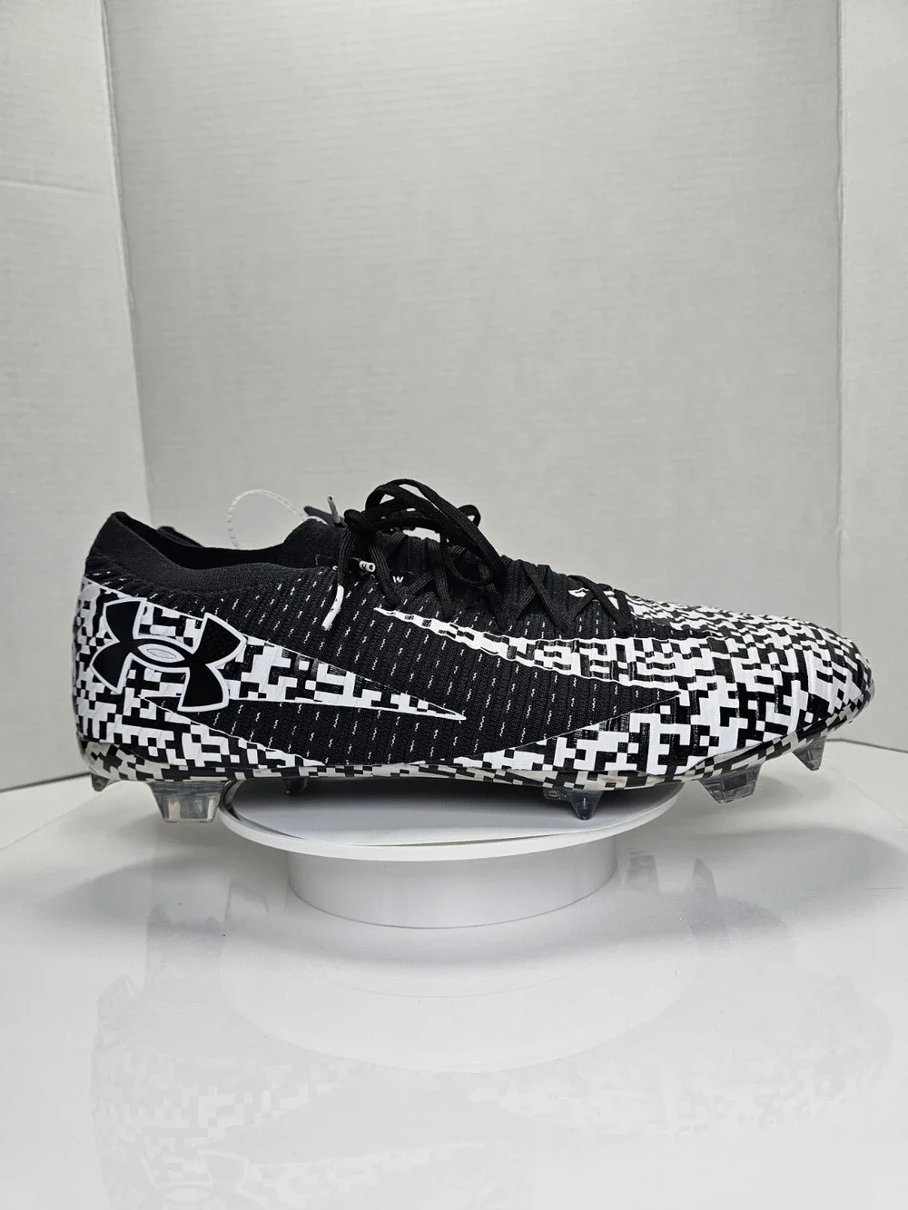 Men's 14 Under Armour Shadow Elite 3 FG 'QR Code' Soccer Cleats Black White